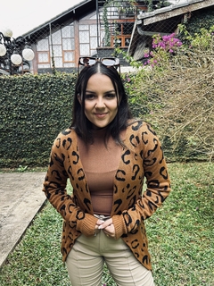 Cardigã Tricô Animal Print