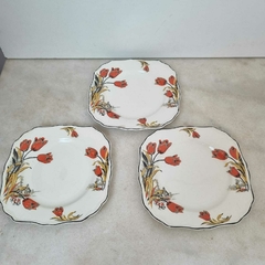 Lote com seis pratos de sobremesa em porcelana inglesa - comprar online