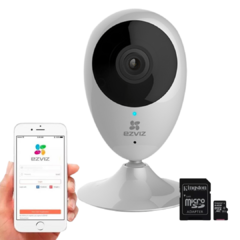 Cámara De seguridad Ezviz Wifi Interior C2C 1080p 2mp con audio + Memoria SD 64GB