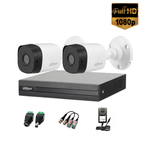 Kit Seguridad Dahua Cctv Dvr 4ch + 2 Cámara 2mp 1080p+Accesorios para conexión