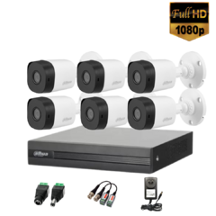 Kit Seguridad Dahua Cctv Dvr 8 canales + 6 Cámaras 2mp 1080p + Accesorios para conexión