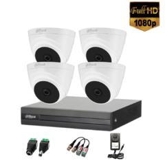 Kit Seguridad Dahua Cctv Dvr 8 canales + 4 Cámaras 2mp 1080p + Accesorios para conexión