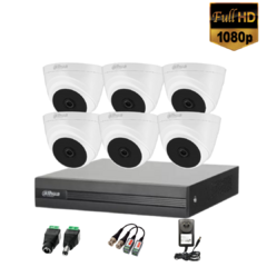 Kit Seguridad Dahua Cctv Dvr 8 canales + 6 Cámaras 2mp 1080p + Accesorios para conexión - comprar online