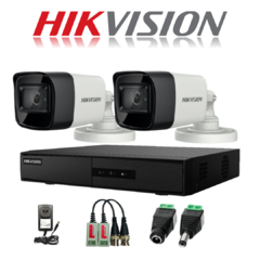 Kit de Cámaras de Seguridad Hikvision 4 canales + 2 cámaras FULL HD 1080p + Accesorios