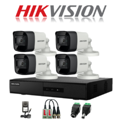 Kit de Cámaras de Seguridad Hikvision 4 canales + 4 cámaras FULL HD 1080p + Accesorios - comprar online