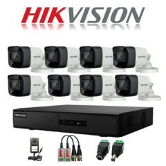 Kit de Cámaras de Seguridad Hikvision 8 canales + 8 cámaras FULL HD 1080p + Accesorios