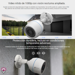 Kit 3 Cámaras de Seguridad Ezviz H3c 2MP FULL HD + 3 Memorias SD 64GB - Securitech One