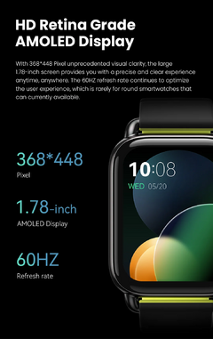 HAYLOU RS4 Plus Smartwatch, Display AMOLED de 1,78", 105 modos esportivos, - Shopws