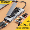 Essager-8-in-1 Hub USB com função de armazenamento de disco, USB Type-C para H