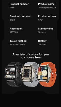 Smart Watch ao ar livre para homens, relógios impermeáveis IP68, Bluetooth Cal - Shopws