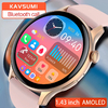 Kavsumi smartwatch feminino 466*466 amoled 1.43 "tela hd sempre exibir temp