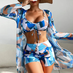 Imagem do Maiôs estampados de verão feminino, conjuntos tankini, moda praia feminina, pu