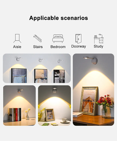 Sensor de movimento LED Night Light, USB sem fio, Lâmpada de parede, Iluminaç? - Shopws