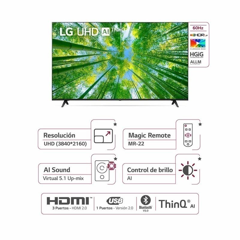 Smart Tv LG 60 Pulgadas 60UQ8050PSB 4K UHD WebOS - Otero Hogar: Tienda de  Electrodomésticos, Tecnología y Artículos para el Hogar