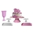 KIT DECORATIVO PARA FESTA: 1 Boleira Flor 22 cm + 2 Bandejas Bibi + 1 Vaso Diamante + 2 Mini Cake Flor - Escolha Suas Cores