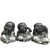Escultura Trio de Budas graciosos não vejo, não ouço e não falo cor preto com prata,