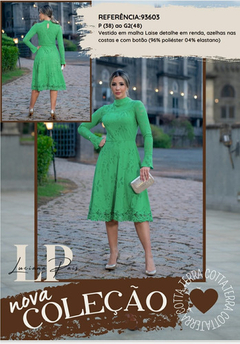 Vestido Em Laise Detalhe Em Renda Verde Luciana Pais - comprar online