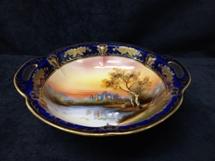 Antiguo Centro Bandeja Noritake Blue Gold en internet