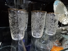 Juego De 6 Vasos Cristal Al Acido Virola Oro