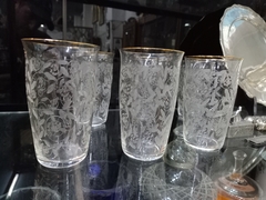 Juego De 6 Vasos Cristal Al Acido Virola Oro - comprar online