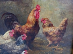 Oleo Marco Frances Gaston Dubois Gallinas - ManyAntiques