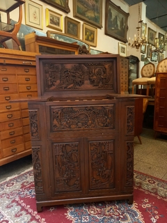 Antiguo Mueble Bar Chino Tallado - ManyAntiques