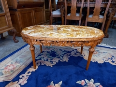 Mesa Ratona Francesa Luis Xvi Tallada Marmol - ManyAntiques