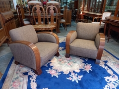 Par De Antiguos Sillones Art Deco En Lino