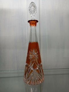 Antiguo Botellon Licorera Cristal Naranja