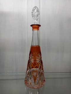 Antiguo Botellon Licorera Cristal Naranja en internet