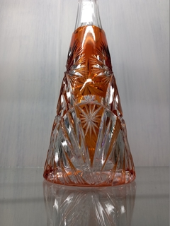 Antiguo Botellon Licorera Cristal Naranja - ManyAntiques