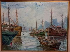 Cuadro al Oleo Original De Walter Würst Puerto - ManyAntiques