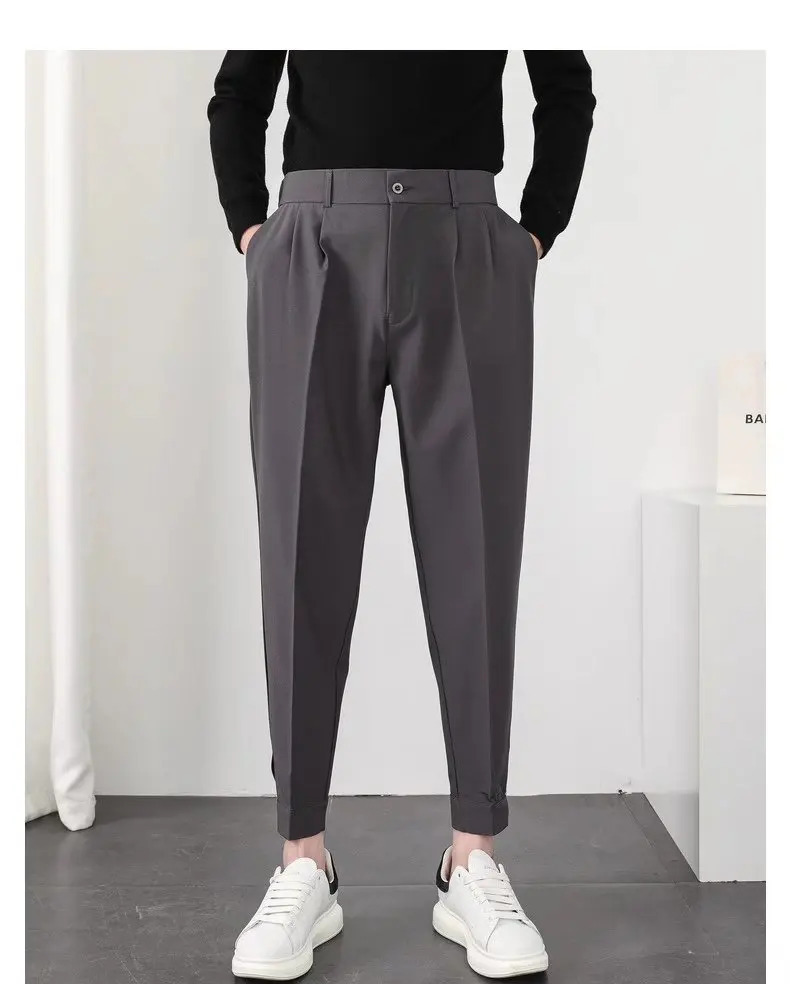 Men's Silver Gray Pants Concitor Mens Grey Trousers