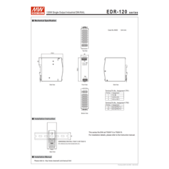 Fonte Chaveada 120W 24V 5A EDR-120-24 Meanwell - loja online