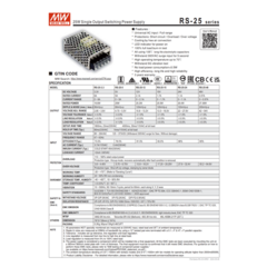 Fonte de Alimentação Mean Well RS-25-5 DC 5V 5A - PNG TECH