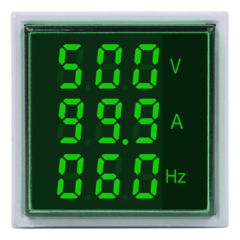 Medidor Quadrado: Tensão/Corrente/Frequência Verde-10un