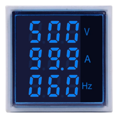 Medidor Quadrado: Tensão/Corrente/Frequência Azul-10un