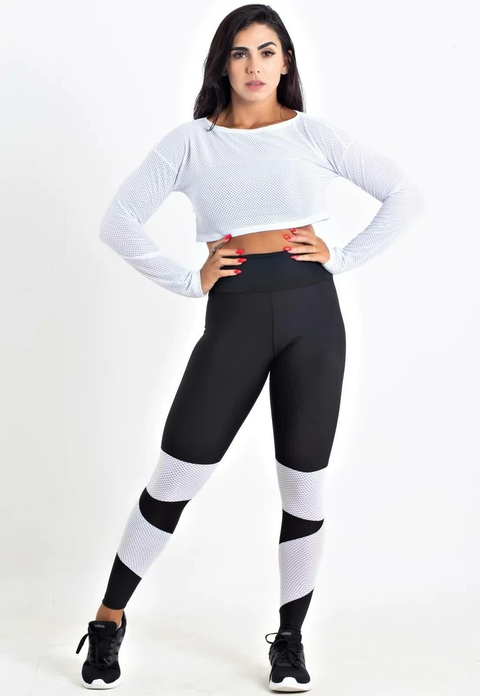 Conjunto Fitness Calça Legging Cintura Alta + Cropped Alcinha