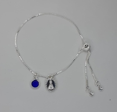 PULSEIRA PRATA NS APARECIDA COM PEDRA AZUL .PS294 - comprar online