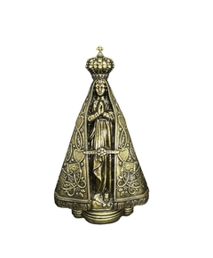 ADORNO MESA APARECIDA METAL OURO VELHO DUPLA 17CM