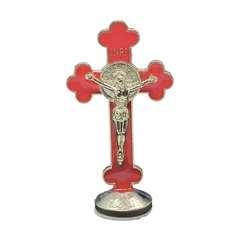 ADORNO CARRO CRUZ SÃO BENTO RESINA C/ BASE METAL 8CM RD105 - Dominum São Paulo - Artigos Religiosos