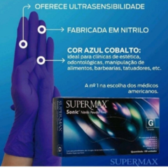 LUVA PROCEDIMENTO NITRILICA - SONIC AZUL - SUPERMAX - comprar online