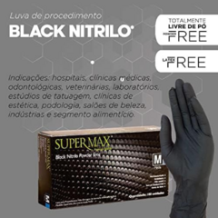 LUVA PROCEDIMENTO NITRILICA BLACK - SUPERMAX - loja online