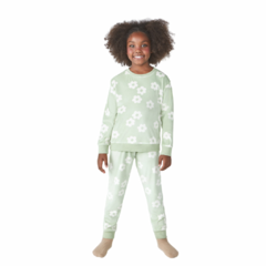 Pijama Longo Infantil Menina Em Plush - Verde - comprar online