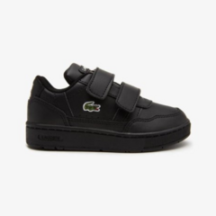 Tênis infantil Lacoste TClip em material sintético com detalhe colorido - Preto