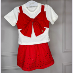 Conjunto Vermelho Laço & Brilhos - Momi - comprar online