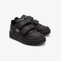 Tênis infantil Lacoste TClip em material sintético com detalhe colorido - Preto - comprar online