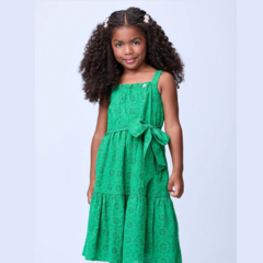 Vestido Infantil Laise Com Laco Verde Momi