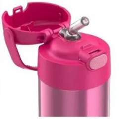 Garrafa Térmica Infantil c/ Canudo Silicone Thermos Funtainer 355ml Rosa na internet