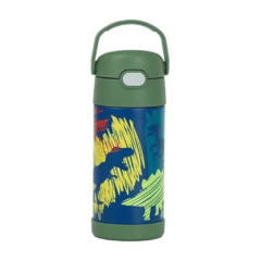 Garrafa Térmica Infantil c/ Canudo Silicone Thermos Funtainer - 355ml - Dinossauro